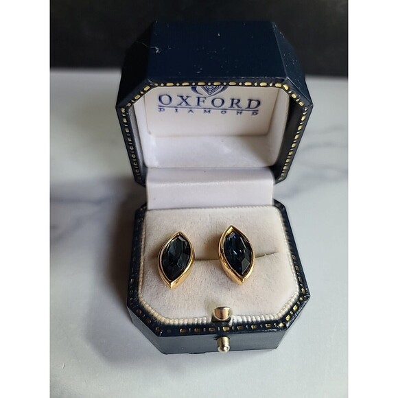 SAL Swarovski Blue Crystal Stud Earrings Vintage - Picture 7 of 10